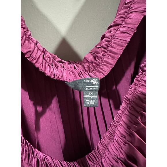 4X Terra & Sky Black Label Women's Plus Size Pleated Off the Shoulder Midi Dress - Picture 4 of 5